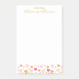 Elegant Gold Script Naam | Waterverf Hearts Post-it® Notes