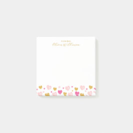 Elegant Gold Script Naam | Waterverf Hearts Post-it® Notes