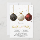 Elégant Gold Script Noël fêté Invitation (Devant)