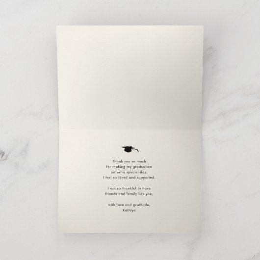 Elegant Gold Script op zwart Afstuderen Hartelijk Folie Wenskaart (Binnenlaag)