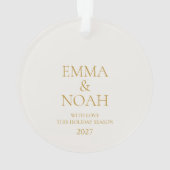 Elegant Gold Script “Our First Christmas” Ornament (achterkant)