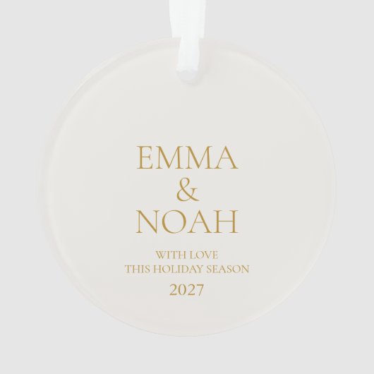 Elegant Gold Script “Our First Christmas” Ornament (achterkant)