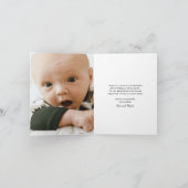 Elegant Gold Script Petite Baby Foto Bedankkaart (Binnen)