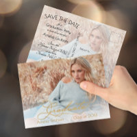 Elegant Gold Script Photo Afstuderen Bewaar de dat