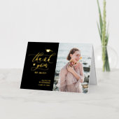 Elegant Gold Script Photo Afstuderen Hartelijk dan Folie Wenskaart (Voorkant)