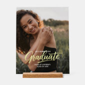 Elegant Gold Script Photo Graduation  Acryl Bord (Voorkant)