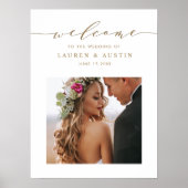 Elegant Gold Script Photo Mariage Affiche de bienv (Devant)