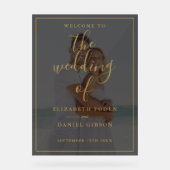 Elegant Gold Script Photo Mariage Bienvenue (Recto)