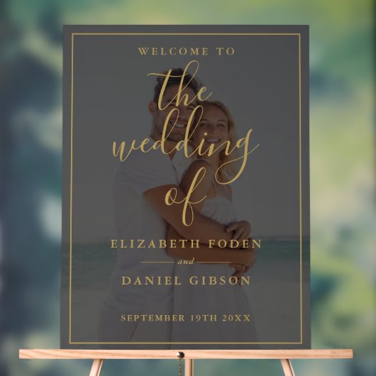 Elegant Gold Script Photo Mariage Bienvenue (Neutre)