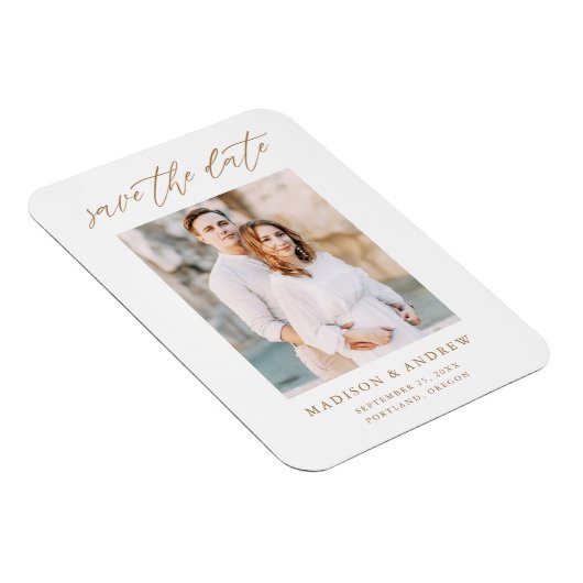 Elegant Gold Script Photo Save the Date Magneet (Rechterzijde)