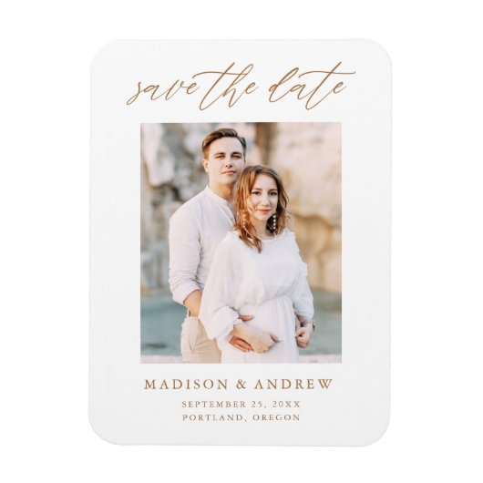 Elegant Gold Script Photo Save the Date Magneet (Verticaal)