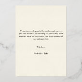 Elegant Gold Script Photo Weddenschap Hartelijk da Folie Feestdagenkaart (Achterkant)