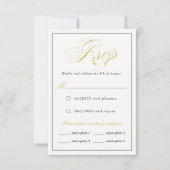 Elegant Gold Script RSVP maaltijdopties verticaal (Voorkant)