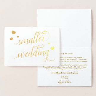 Elegant Gold Script Smaller Weddenschap is kleiner Folie Kaarten