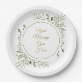 Elegant Gold Script Soft Waterverf Greenery Papieren Bordje (Voorkant)