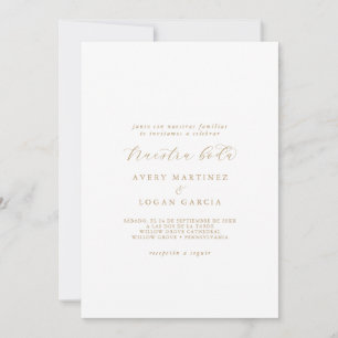 Elegant Gold Script Spain Nuestra Boda Kaart