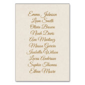 Elegant Gold Script Table Number Kaart (Achterkant)