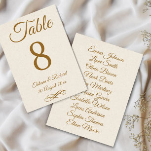 Elegant Gold Script Table Number Kaart