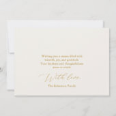 Elegant Gold Script Thank You Card Feestdagenkaart (Achterkant)