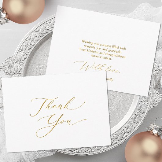 Elegant Gold Script Thank You Card Feestdagenkaart