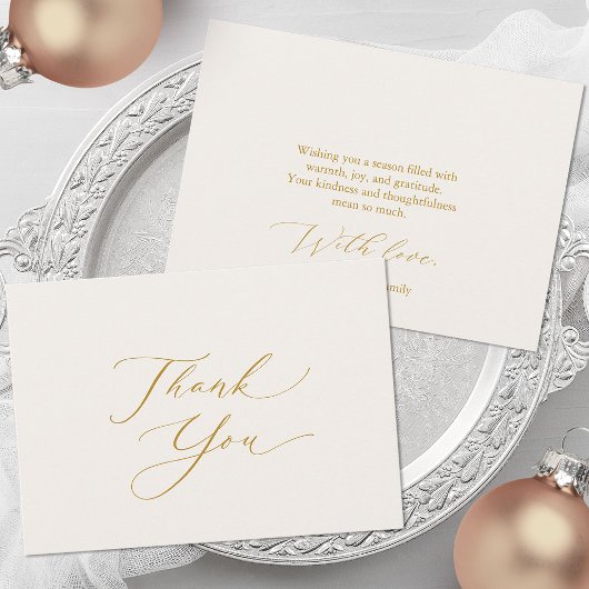 Elegant Gold Script Thank You Card Feestdagenkaart