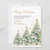 Elegant Gold Script Watercolor Christmas Tree Feestdagenkaart (Voorkant)