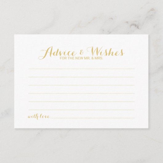 Elegant Gold Script Wedding Advice en Wishes Kaart (Voorkant)