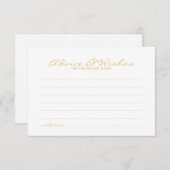 Elegant Gold Script Wedding Advice en Wishes Kaart (Voorkant / Achterkant)