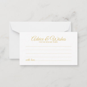 Elegant Gold Script Wedding Advice en Wishes Kaart