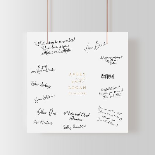 Elegant Gold Script Wedding Guest Signing Poster