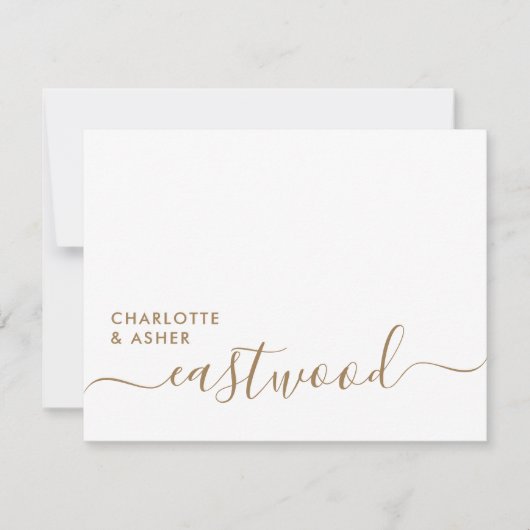 Elegant Gold Script Wedding Monogram Note Card Notitiekaartje (Voorkant)