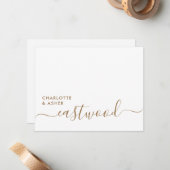 Elegant Gold Script Wedding Monogram Note Card Notitiekaartje (Voorkant / Achterkant in situ)