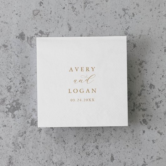 Elegant Gold Script Wedding Napkins Servet