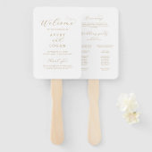 Elegant Gold Script Wedding Program Hand Fan Handwaaier (Voorkant en achterkant)