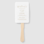 Elegant Gold Script Wedding Program Hand Fan Handwaaier (Voorkant)