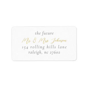 Elegant Gold Script Wedding Return-adres Etiket