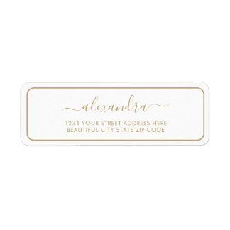 Elegant Gold Script Wedding Return-adres Etiket