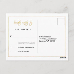 Elegant Gold Script Wedding RSVP Briefkaart