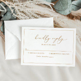 Elegant Gold Script Wedding RSVP-kaart RSVP Kaartje