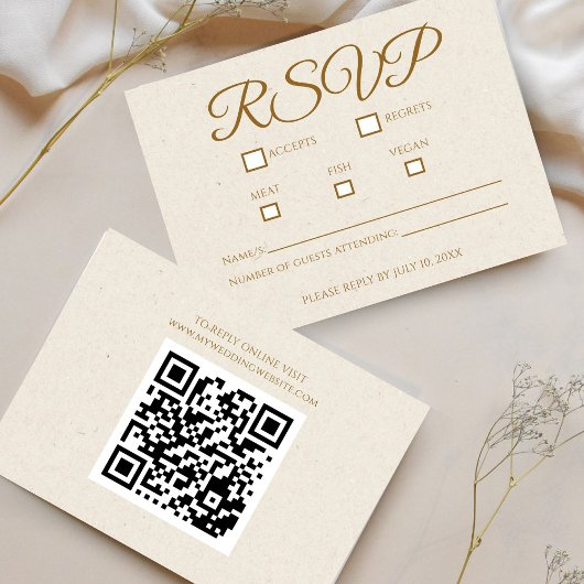 Elegant Gold Script Wedding RSVP-kaart RSVP Kaartje
