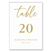 Elegant Gold Script Wedding Table Number Kaart (Achterkant)