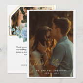 Elegant Gold Script Weduwfoto Hartelijk dank kaart (Voorkant / Achterkant)