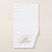 Élégant Gold Script White Bride Ensemble de servie (Serviette à main)
