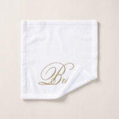 Élégant Gold Script White Bride Ensemble de servie (Gant de toilette)