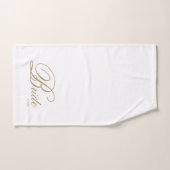 Élégant Gold Script White Bride Ensemble de servie (Serviette à main)