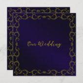 Elegant Gold Scroll Border Wedding Uitnodiging (Voorkant / Achterkant)