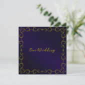 Elegant Gold Scroll Border Wedding Uitnodiging (Staand voorkant)