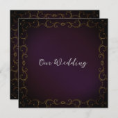 Elegant Gold Scroll Border Wedding Uitnodiging (Voorkant / Achterkant)