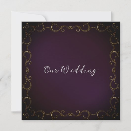 Elegant Gold Scroll Border Wedding Uitnodiging (Voorkant)