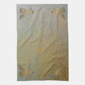 Elegant Gold Scroll | Silver Gold Metal Kijk Theedoek (Verticaal)